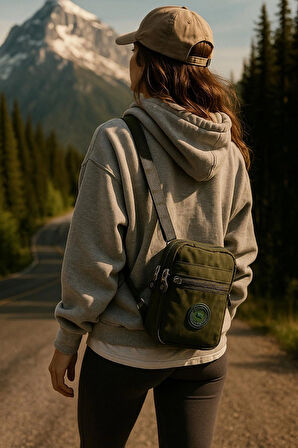 NEWİSH POLO KADIN KRİNKIL AYARLANABİLİR ASKILI CEPLİ POSTACI OMUZ ÇANTASI-HAKİ