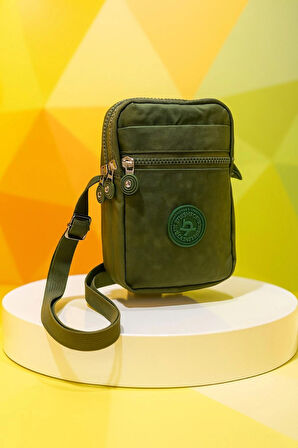 NEWİSH POLO KADIN KRİNKIL AYARLANABİLİR ASKILI CEPLİ POSTACI OMUZ ÇANTASI-HAKİ