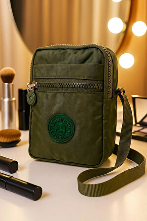 NEWİSH POLO KADIN KRİNKIL AYARLANABİLİR ASKILI CEPLİ POSTACI OMUZ ÇANTASI-HAKİ