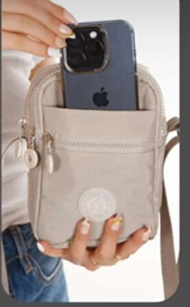 NEWİSH POLO KADIN KRİNKIL AYARLANABİLİR ASKILI CEPLİ POSTACI OMUZ ÇANTASI-KREM