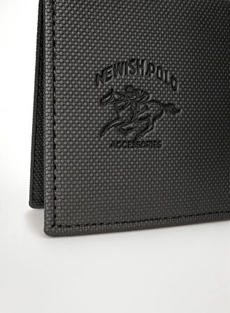 NEWİSH POLO RFİD ÖZELLİKLİ PATLI MEKANİZMALI CÜZDAN KARTLIK -DOKULU SUNİ DERİ SİYAH