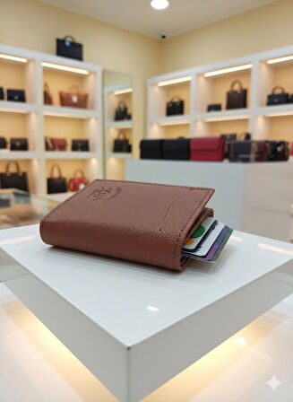 NEWİSH POLO RFİD ÖZELLİKLİ PATLI MEKANİZMALI CÜZDAN KARTLIK -DOKULU SUNİ DERİ TABA