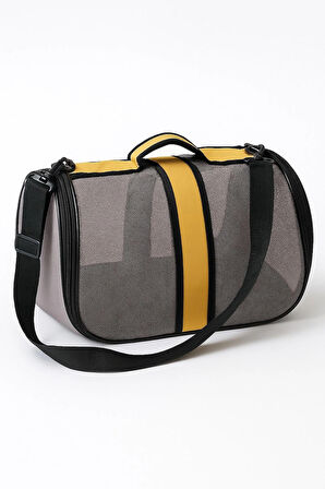 NEWFULL KEDİ TAŞIMA ÇANTASI SEYAHAT EVCİL HAYVAN ÇANTASI FİLELİ BÜYÜK BOY SARI