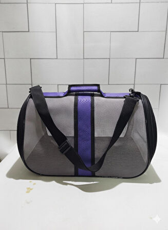 NEWFULL KEDİ TAŞIMA ÇANTASI SEYAHAT EVCİL HAYVAN ÇANTASI FİLELİ BÜYÜK BOY LACİVERT