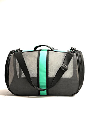 NEWFULL KEDİ TAŞIMA ÇANTASI SEYAHAT EVCİL HAYVAN ÇANTASI FİLELİ BÜYÜK BOY MAVİ