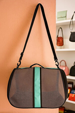 NEWFULL KEDİ TAŞIMA ÇANTASI SEYAHAT EVCİL HAYVAN ÇANTASI FİLELİ BÜYÜK BOY MAVİ