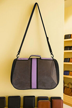 NEWFULL KEDİ TAŞIMA ÇANTASI SEYAHAT EVCİL HAYVAN ÇANTASI FİLELİ BÜYÜK BOY LİLA