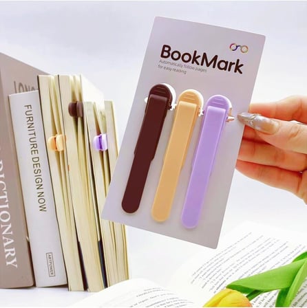 3 Adet Otomatik Kitap Ayracı Silikon, Okumak Için Kitap Işaretleri Akıllı Ayraç