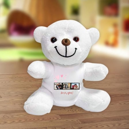 Kişiye Özel 3 Fotoğraflı Film Şeridi Tasarımlı Peluş Ayıcık