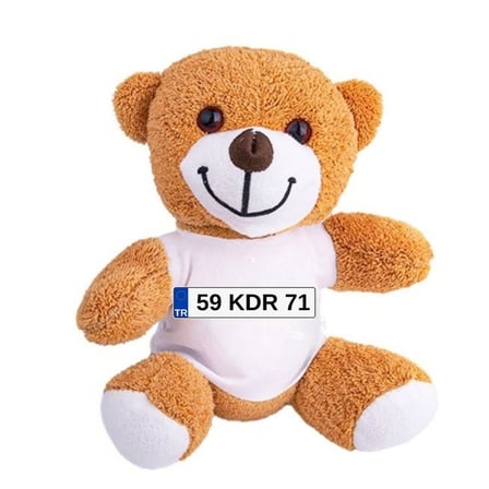 Kişiye Özel İsim ve Plaka Baskılı Araba Peluş Ayıcık