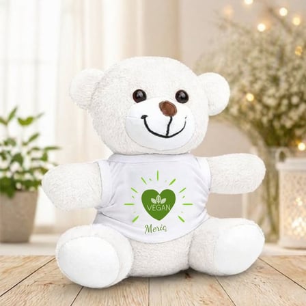 Kişiye Özel İsimli Vegan Logolu Peluş Ayıcık