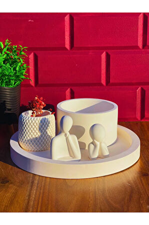 Modern Beyaz Dekoratif Set 5 Parçalı Minimalist Tasarım