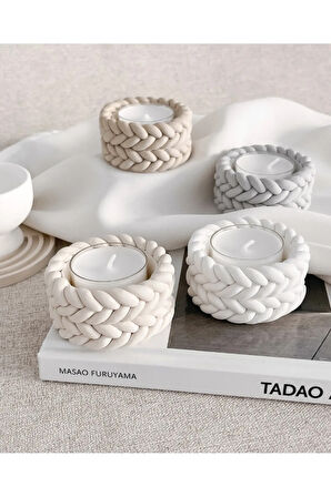 İkili Zarıf Beyaz Tealight Mumluk