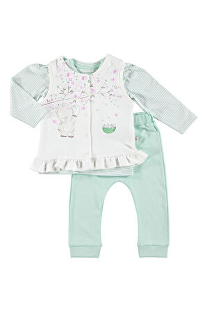 Bebek The Elephant In The Swing Yelek Pijama Alt Üst 3lü Takım