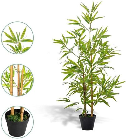 Yapay Ağaç Bambu Ağacı 3 Gövdeli 100 * 40cm Siyah Plastik Saksılı