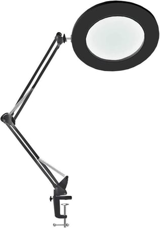 Masa Üstü Büyüteç Ayarlanabilir Işıklı Tamir Hobi Güzellik Merkezi 160mm 5X Siyah - AL2451