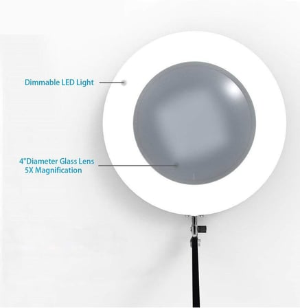 Masa Üstü Büyüteç Ayarlanabilir Işıklı Tamir Hobi Güzellik Merkezi 160mm 5X Siyah - AL2451