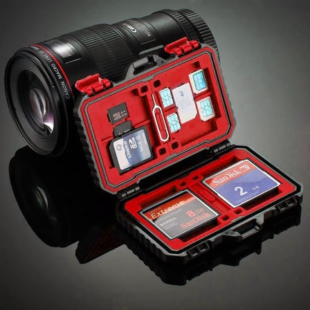 24 Slot Çoklu Hafıza Kartı ve Micro Sd Kart Taşıma Çantası Micro SD Kart Kutusu (Kırmızı)