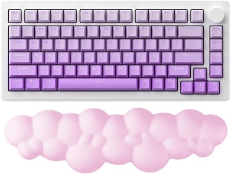 Bulut Şekilli Klavye Bilek Desteği Ergonomik &amp; Konforlu Memory Foam Kaymaz Taban Bilek Yastığı (Pembe)