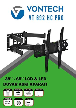 Vt692hc Pro 39-65'' Hareketli Lcd Led Tv Askı Aparatı