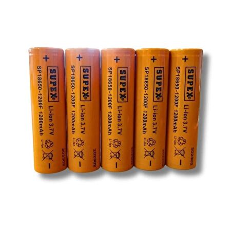 Sp-18650-1200F 3.7v 1200mah Li-ion Pil Başlıksız 5'li