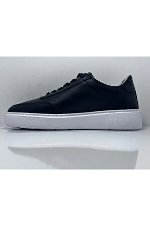 Ayaktarz MİWANO Siyah-Beyaz Eva Taban Bağcıklı Hakiki Deri Günlük Erkek Ayakkabı