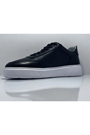 Ayaktarz MİWANO Siyah-Beyaz Eva Taban Bağcıklı Hakiki Deri Günlük Erkek Ayakkabı