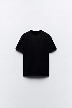 The Champ (Po) Aime Yazılı Kadın Oversize Siyah T-Shirt