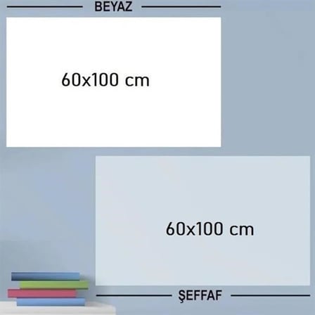 2'li Paket 60x100 cm 1x Beyaz, 1x Şeffaf Yapışkansız Tutunan Statik Pratik Yazı Tahtası, Çok Amaçlı, Duvara, Cama Yapışkansız Tutunur, Ders Çalışma Yazı Tahtası Manyetik Duvar Sticker