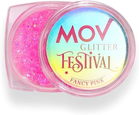 MOV Krem Glitter No:8 Fancy Pink – Festival &amp; Parti İçin Pembe Işıltılı Vücut/Yüz Sim Jeli, Uzun Süre Kalıcı, Tüm Cilt Tipleri İçin – 6 g