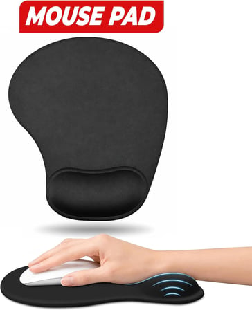 WONKEY - Bilek Destekli Mouse Pad, Memory Foam Hafızalı Süngerli Ergonomik Fare Altlığı, Kaymaz Tabanlı Mousepad, Ofis, Bilgisayar ve Laptop Kullanımına Uygun Masa Pedi