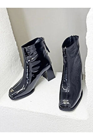 Guja 26K415-1 Rugan Özel Tasarım Arkadan Fermuarlı Topuklu Kadın Bot