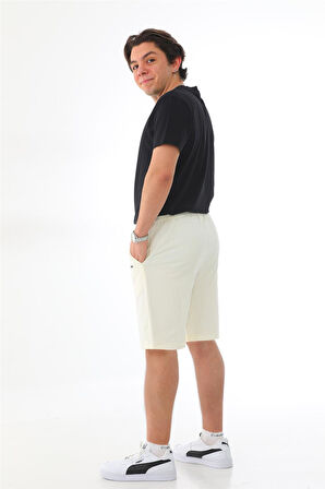 Erkek Regular Fit (Normal Kesim) %100 Pamuklu Şort-Ekru