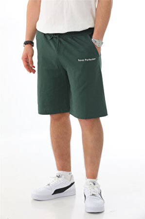 Erkek Regular Fit (Normal Kesim) %100 Pamuklu Şort-Yeşil