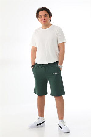 Erkek Regular Fit (Normal Kesim) %100 Pamuklu Şort-Yeşil