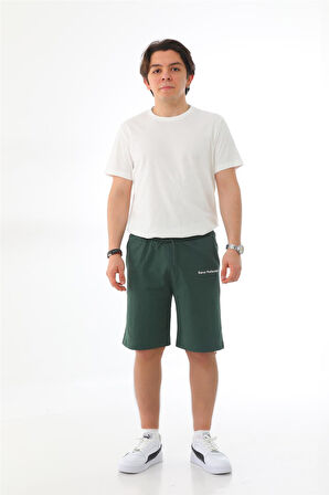 Erkek Regular Fit (Normal Kesim) %100 Pamuklu Şort-Yeşil