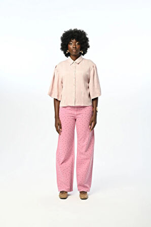 Kısa Kol Pudra Renk Gömlek