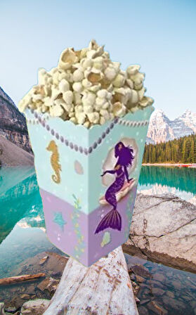 Mısır Kutusu Pırıltılı Deniz Kızı Temalı Pop Corn Kutusu Parti Malzemesi