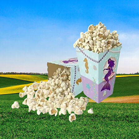Mısır Kutusu Pırıltılı Deniz Kızı Temalı Pop Corn Kutusu Parti Malzemesi