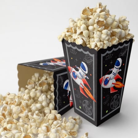 Uzay Temalı Pop Corn Mısır Kutusu 8li Çocuk Doğum Günü Parti Süsü Dekoru