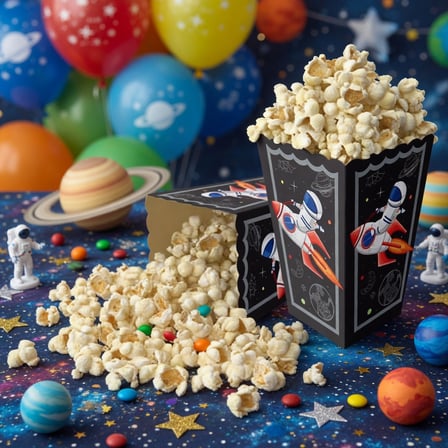 Uzay Temalı Pop Corn Mısır Kutusu 8li Çocuk Doğum Günü Parti Süsü Dekoru