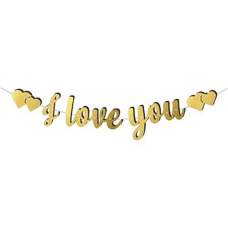 Kaligrafi Banner "I Love You" - Gold