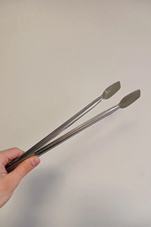 1 Adet 27 Cm Metal Mangal Maşası Orta Boy Paslanmaz Çelik Yemek Barbekü Maşası, Kömür Köz