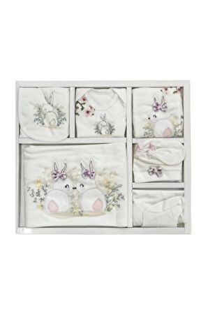 Kız Bebek Beyaz Tavşanlı 10'lu Hastane Çıkışı Seti 100532