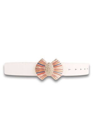 Vos Versa Renkli Mineli Gold Tokalı Siyah İnce Kadın Kemeri VOSDK0101101