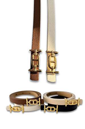 Vos Versa İnce Gold Tokalı Siyah İnce Kadın Kemeri VOSDK0212101