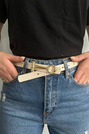 Vos Versa Uzun Tasarım Gold Tokalı Taba İnce Kadın Kemeri VOSDK0214101