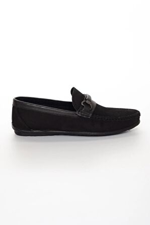 Hakiki Deri Nubuk Tokalı Erkek Siyah Loafer Ayakkabı