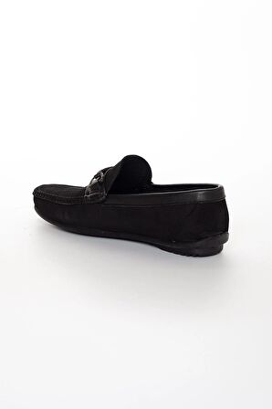 Hakiki Deri Nubuk Tokalı Erkek Siyah Loafer Ayakkabı