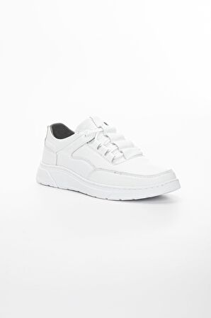 Hakiki Deri Bağcıklı Beyaz Erkek Casual Ayakkabı